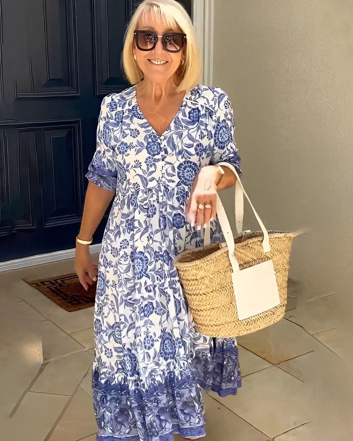 Talia | Elegante vestido floral con escote en V