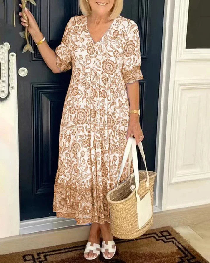 Talia | Elegante vestido floral con escote en V