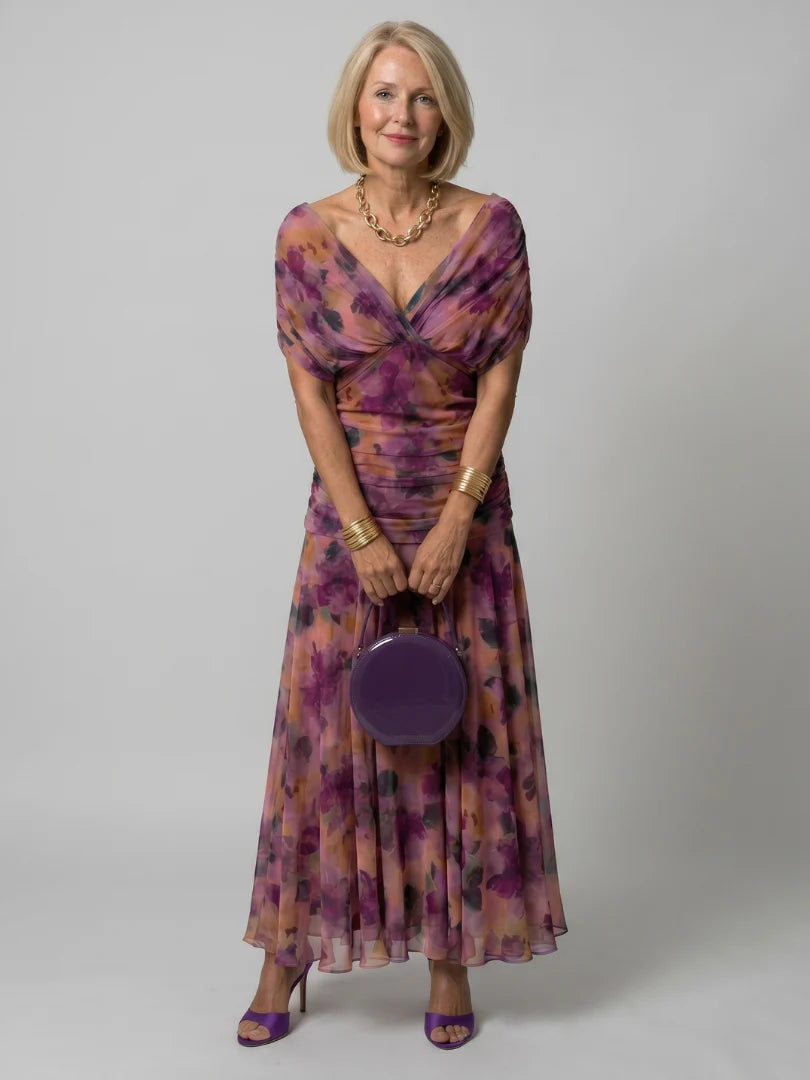 Melisa | Vestido midi fluido con hombros descubiertos