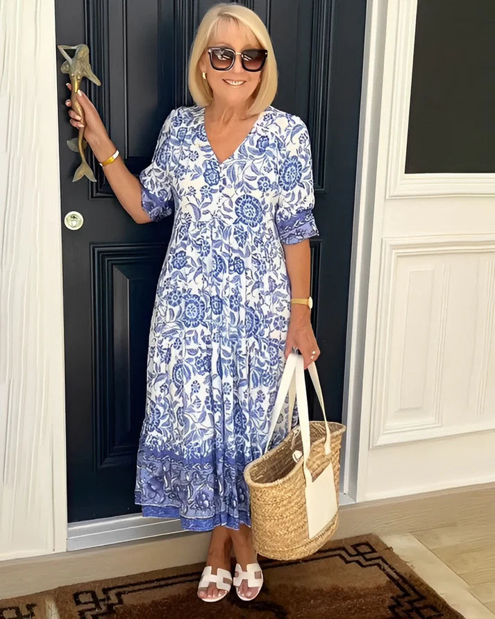 Talia | Elegante vestido floral con escote en V