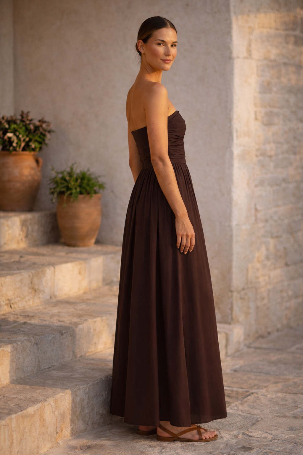 Manuela | Vestido Bandeau Chocolate