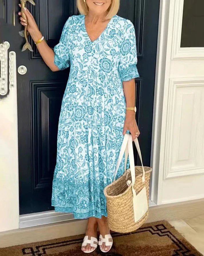 Talia | Elegante vestido floral con escote en V