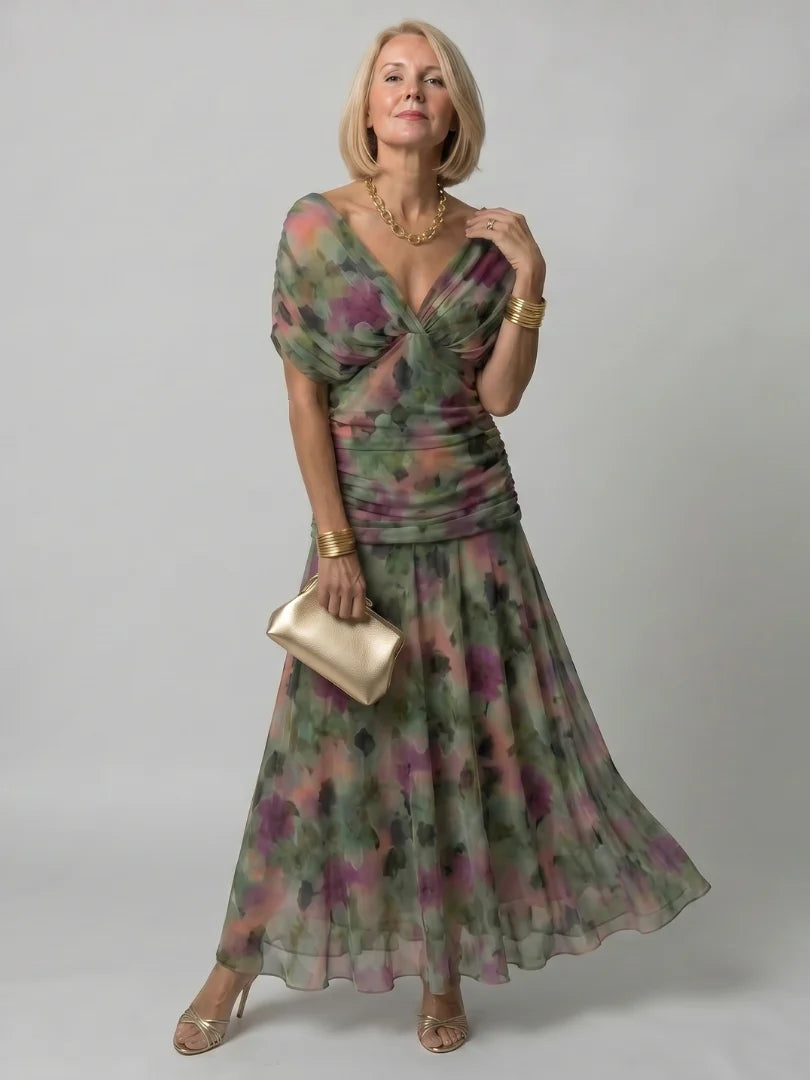 Melisa | Vestido midi fluido con hombros descubiertos