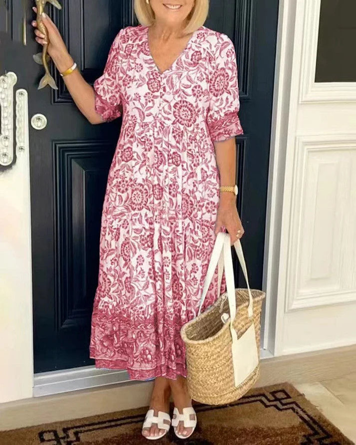 Talia | Elegante vestido floral con escote en V