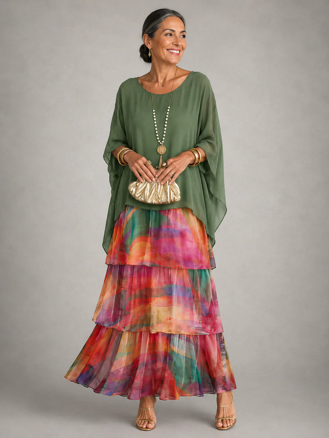Marijke | Elegante, soepel vallende lange jurk