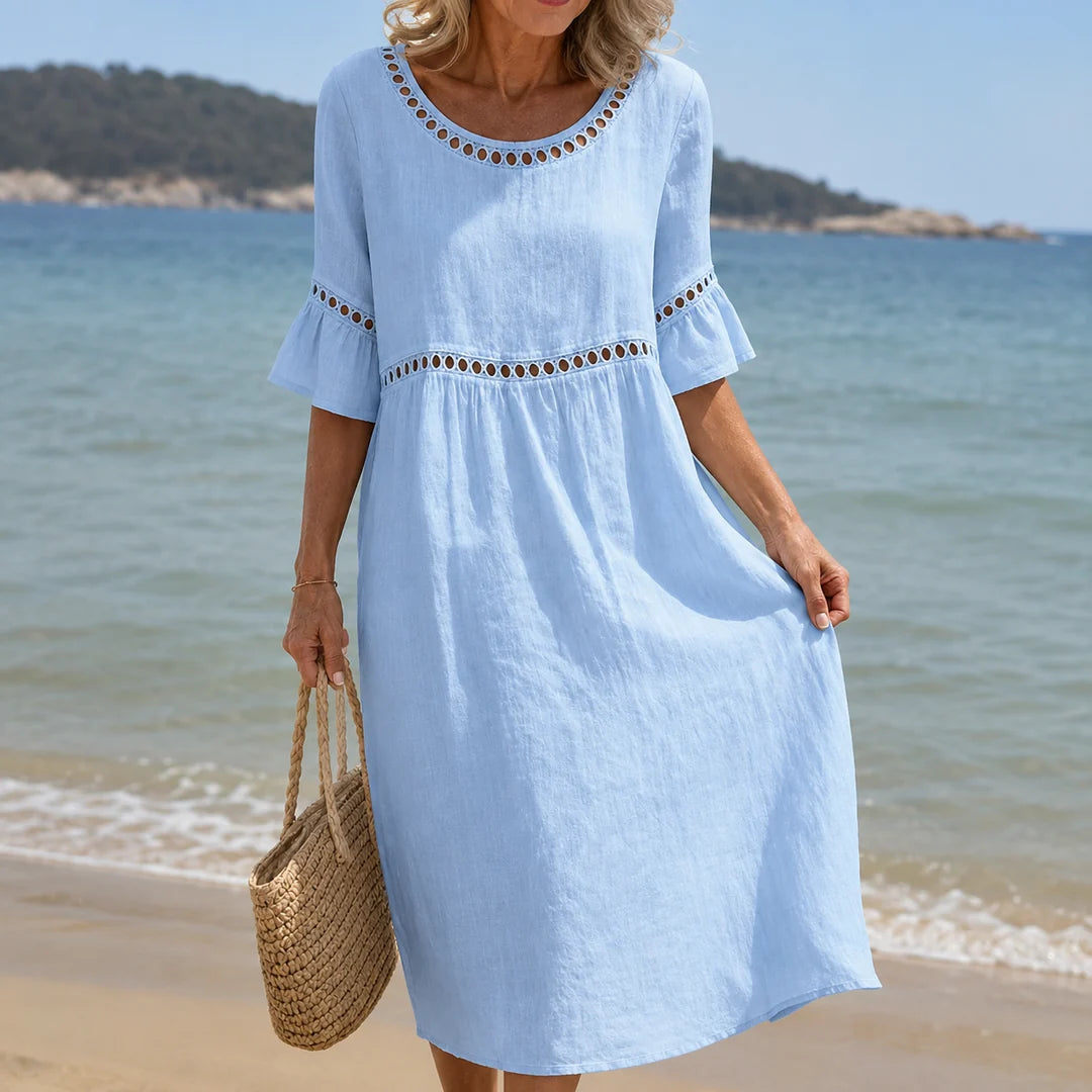 Ana | Vestido largo de lino con efecto aplanador de vientre