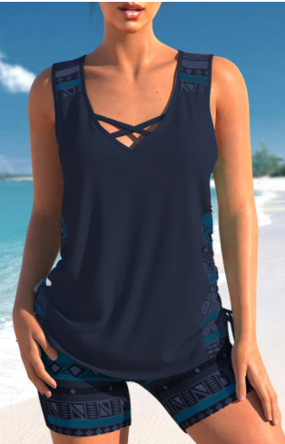 Francisca | Conjunto de traje de baño de dos piezas sin mangas estilo chaleco