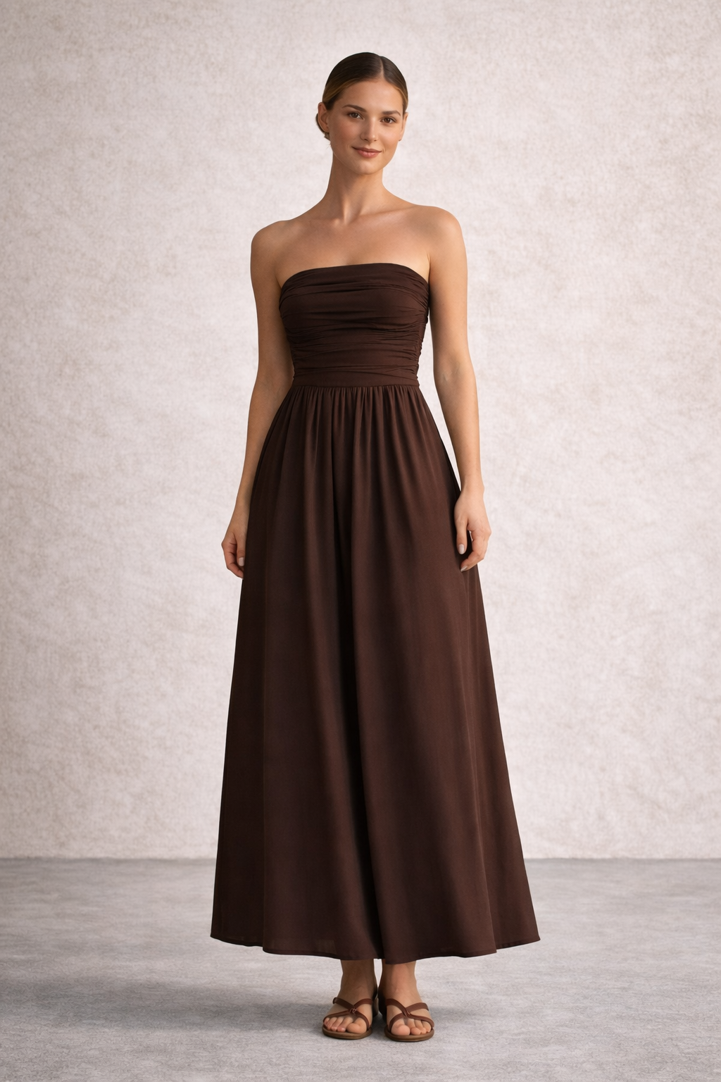 Manuela | Vestido Bandeau Chocolate