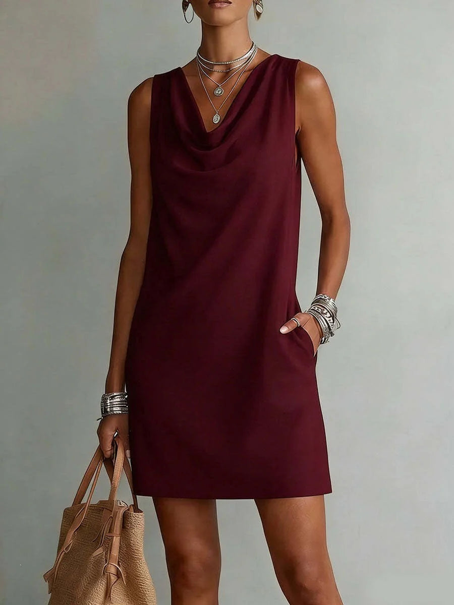 Sofía | Vestido escote drapeado sin mangas