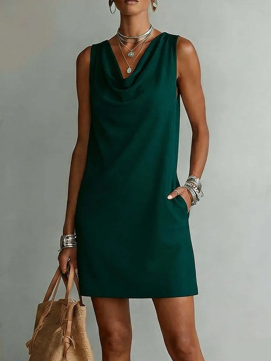 Sofía | Vestido escote drapeado sin mangas