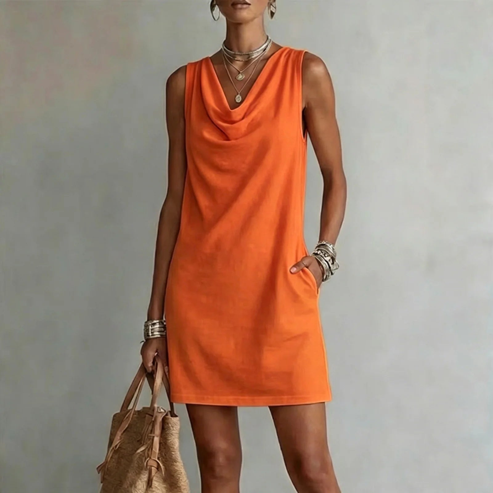 Sofía | Vestido escote drapeado sin mangas