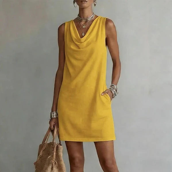 Sofía | Vestido escote drapeado sin mangas