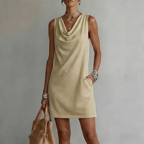 Sofía | Vestido escote drapeado sin mangas