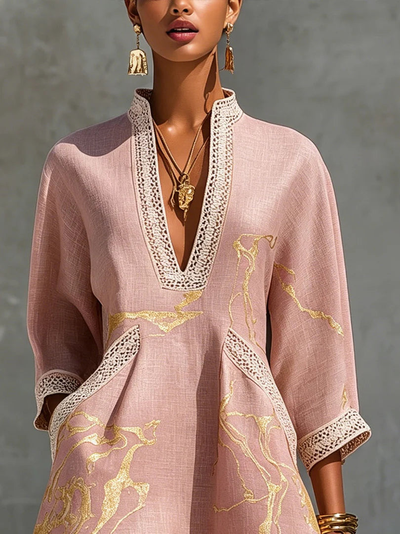 Rosa | Minivestido de encaje de ganchillo con escote en V