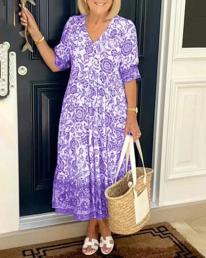 Talia | Elegante vestido floral con escote en V