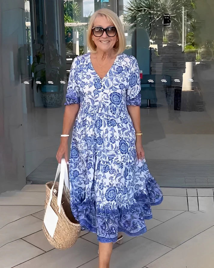 Talia | Elegante vestido floral con escote en V