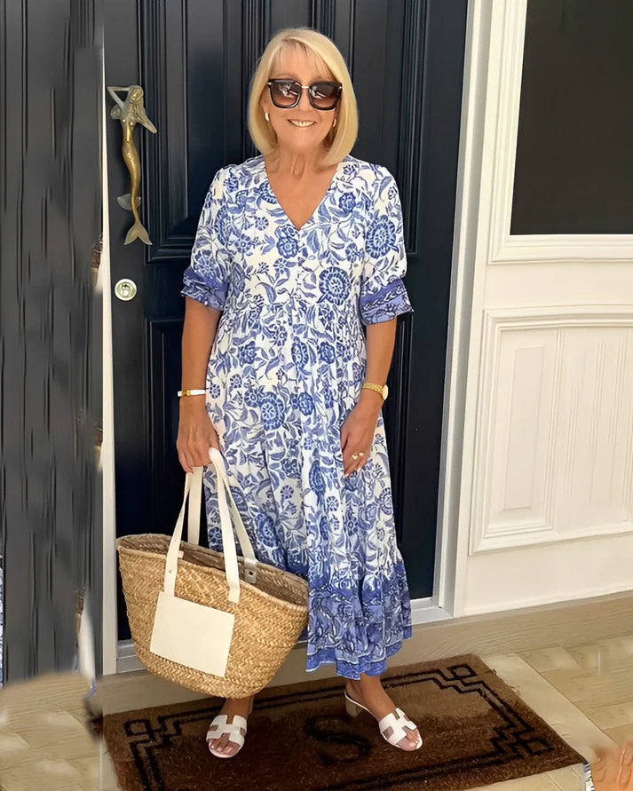 Talia | Elegante vestido floral con escote en V