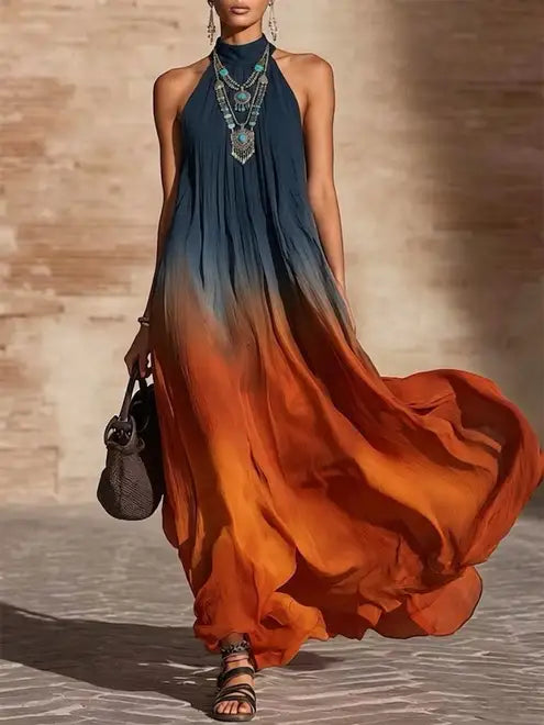 Victoria | Vestido largo con escote halter y degradado