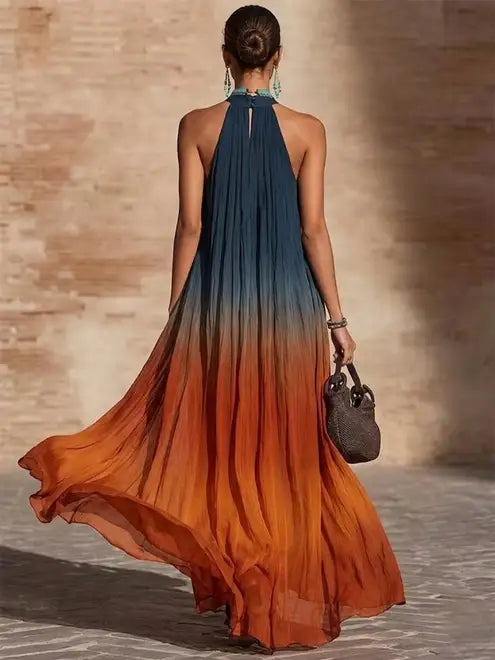 Victoria | Vestido largo con escote halter y degradado