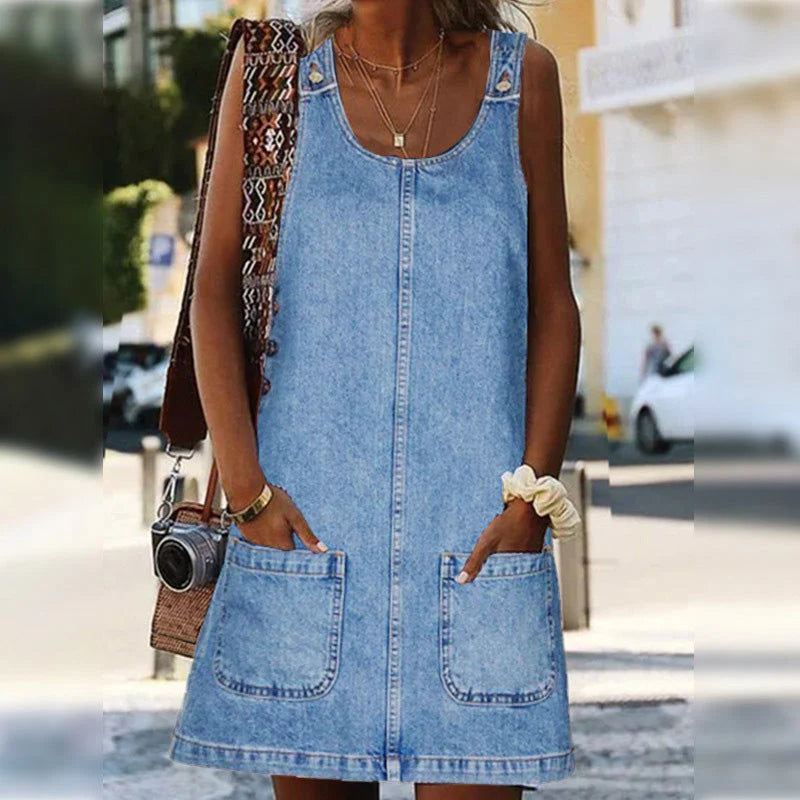 Sandra | Vestido tipo pichi de vaqueros informal para mujer